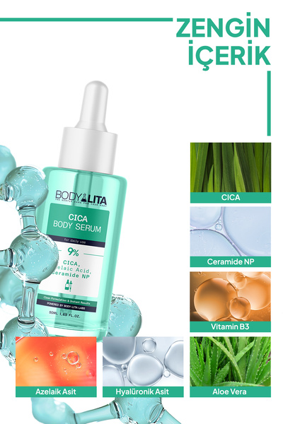 bodylita Cica Serum Acne & Karşıtı %9 Aktif Serum İçerikli Vücut Serumu