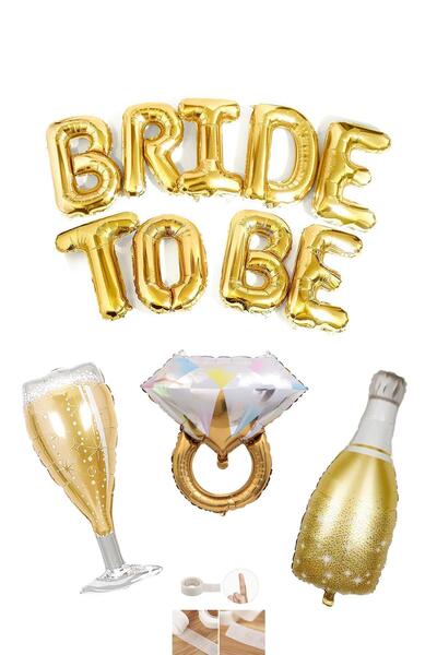 Azebu Gold Bride To Be Bekarlığa Veda Partisi 4 Lü Folyo Balon Set