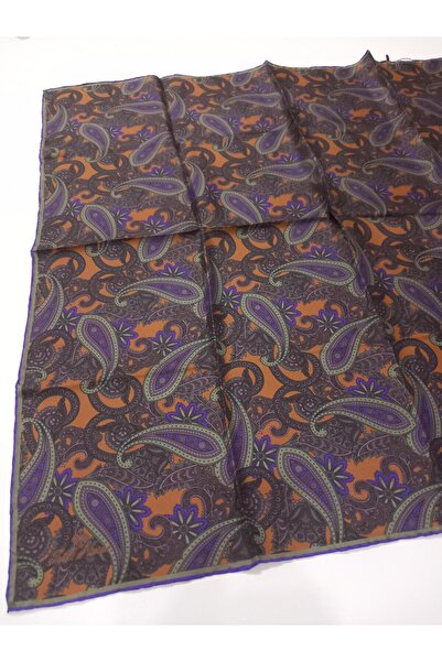 Silk Home Cinnamon Green Ethnic Pattern Pure Silk Tivil Woven Scarf-11455-21-Kvs0730