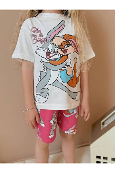 ARBİ kids Female Child Burs Bunny Short-Sleeve Pink Shorts Suit