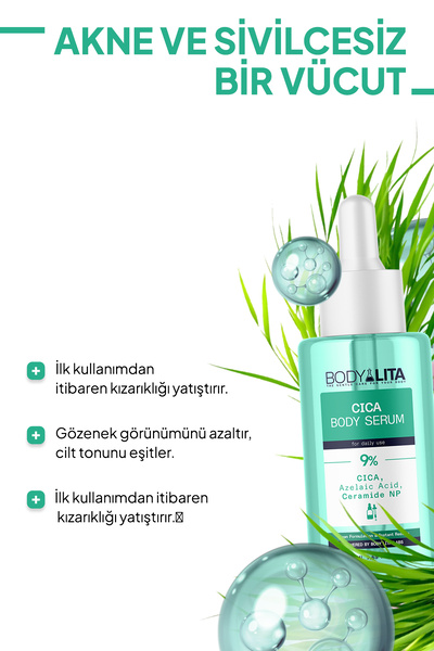bodylita Cica Serum Acne & Karşıtı %9 Aktif Serum İçerikli Vücut Serumu