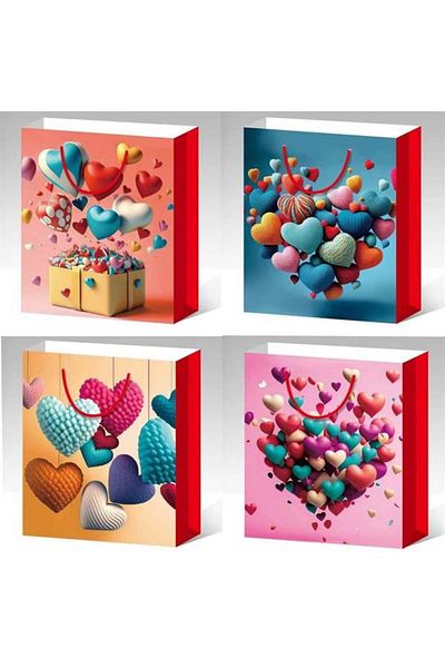 Silahlı Tower Small Size Heart Patterned Cardboard Bag