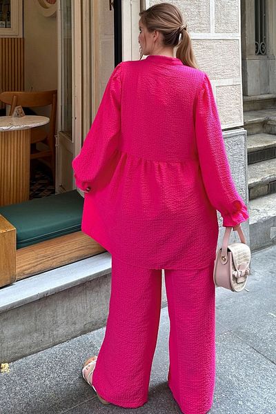 bacc Women's Fuchsia Relaxed Cut Double Bottom Top Set Bcbsk-25700-3531