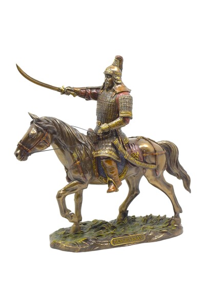 AYDINARTSHOP Veronese Cengiz Han Atlı Heykeli – Bronz Tarihi Figür Biblosu (M...