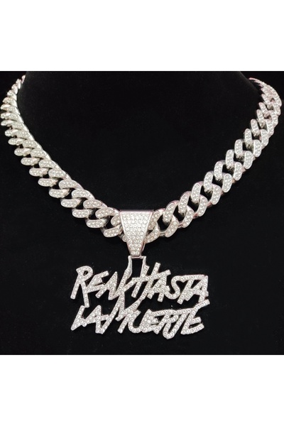 Choice قلادة على شكل حرف هيب هوب للرجال والنساء باللون الفضي مقاس 20 بوصة (50...