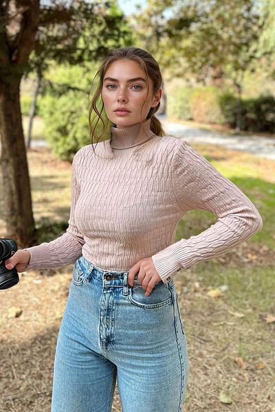 bacc Women's Dusty Rose Turtleneck Sweater Bcbsk-25700-K7523