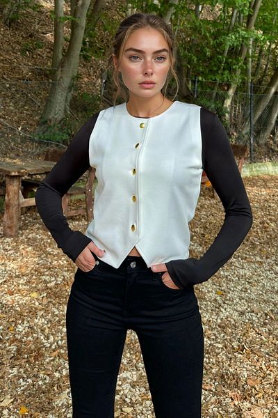 bacc Women's White Comfortable Fit Vest Bcbsk-25700-3674