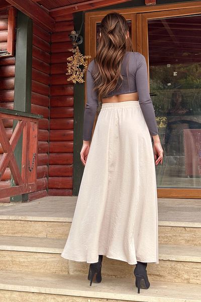 bacc Women's Stone High Waist Elastic Long Skirt Bcbsk-25700-3676