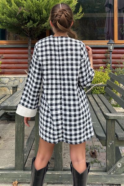 bacc Women's Black Patterned Mini Dress Bcbsk-25700-3671