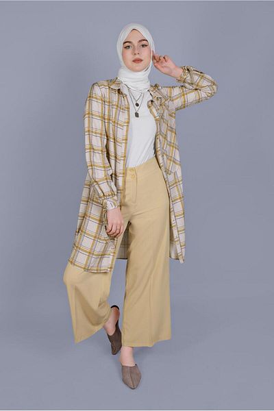 Alvina Checkered Tunic with Laces - 41519