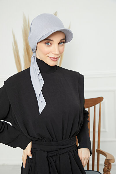 HIJAB VIP توربان كاب ربط من الخلف - رمادي