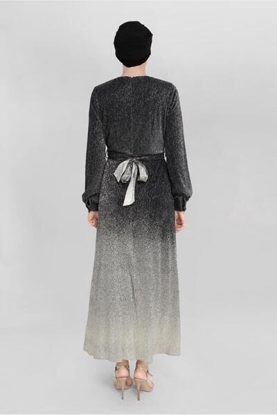 Alvina FOİL BASKILI KUŞAKLI ELBİSE  40830