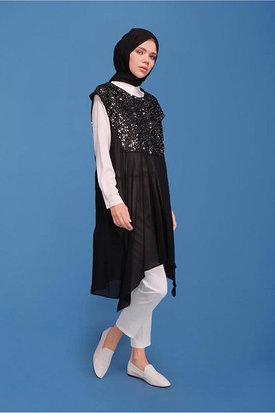 Alvina 40569 Model Double Tunic with Sequins