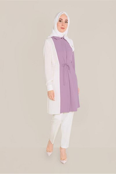 Alvina Cotton Waist with Latch Two Color Tunics 40560