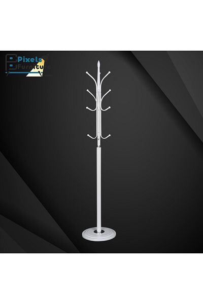 PixelsFurniture Pixel Furniture Modern Design Metal Clothes Hanger, Marble Base with 12 Hooks for Hanging Clothes and Scarves