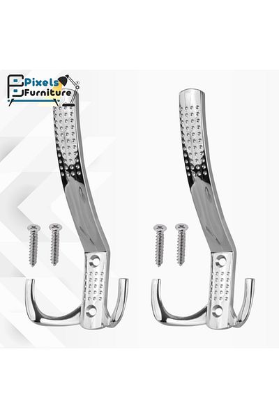 PixelsFurniture Pixel Furniture 2-Piece Chrome Wall Mounted Metal Clothes Hanger Set