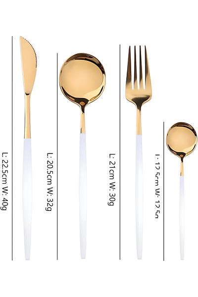 COOYA Western Style Flatware Set, 24-Piece Cutlery Set Service For 6, Mirror Polished Utensil Set (White)