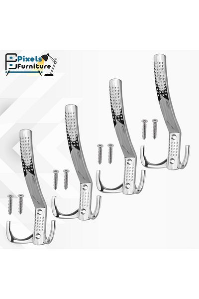 PixelsFurniture Pixel Furniture 4 Piece Chrome Wall Mounted Metal Clothes Hanger Set