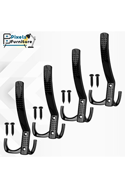 PixelsFurniture Pixel Furniture 4 Piece Chrome Wall Mounted Metal Clothes Han...