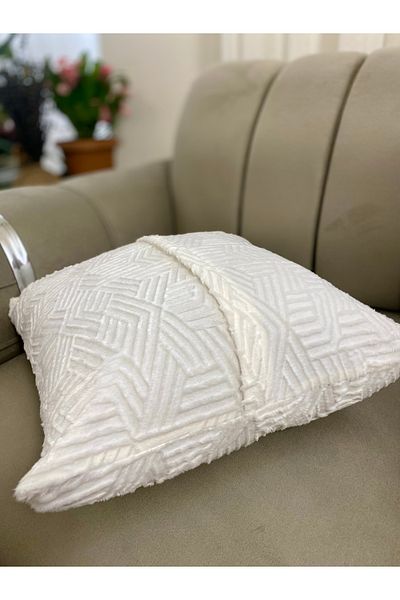 Parla Life White Color Punch Model Throw Pillow Cover 40X40 cm