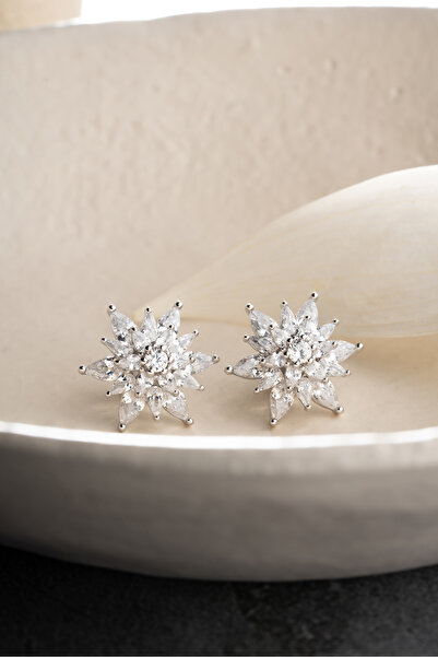 Silvano Jewelry 925 Ayar Gümüş Lotus Küpe