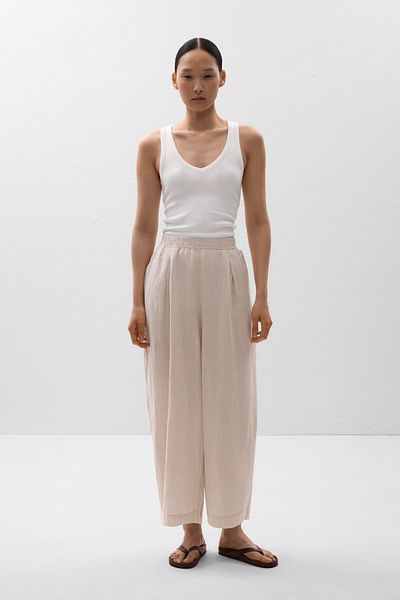 Oysho 100% Linen Crop Balloon Trousers
