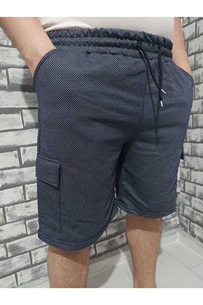 SURMARİ Yağmur Desen Kargo Cepli Lacivert Şort