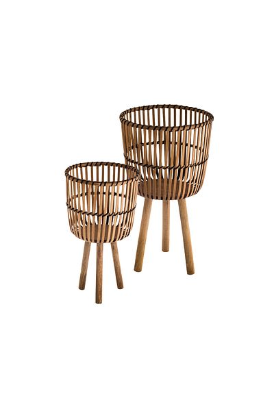 casa rosa 2 Piece Rattan Basket Set With Lege