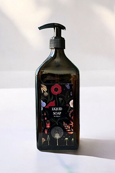 ARİENEL Dozator de săpun lichid |   500 ml |   Sticlă de sticlă de culoare chihlimbar |   Seria de artă |   Botanic