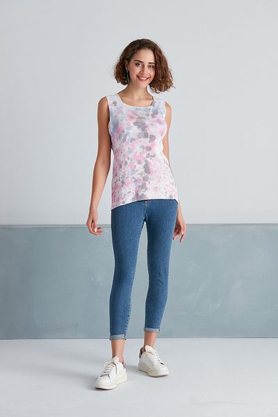 MAMAYAGA Bluză sport cu design elegant, cu model Tie-Dye, cu decolteu, ultra elastic, de vară, subțire