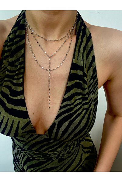 Hoop jewelery çelik çoklu dekolte lip chain kolye
