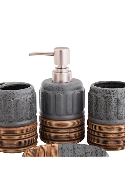 casa rosa 4 Piece Marble Patterned Decorative Bathroom Set