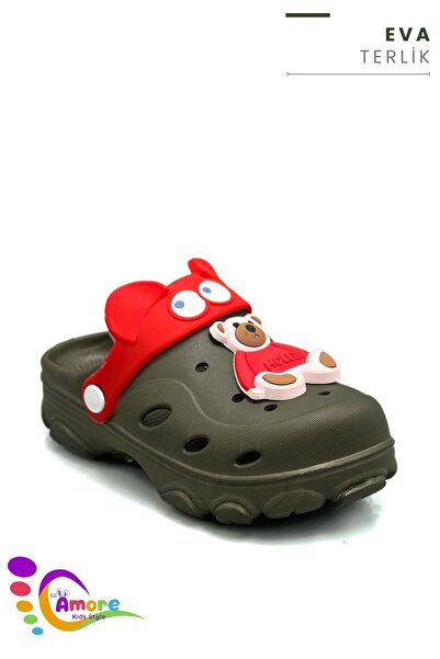 Moda Anna Окуляри з малюнком ведмедика Eva Дитячі пляжні капці Сабо Капці Хакі Червоні