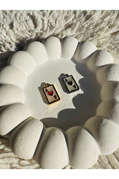 Gleemy accesories Altın kaplama as maça ile rodyum kaplama 2'li kolye ucu