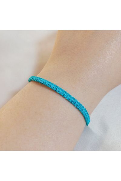 Crystal Atelier Unisex Highlighter Blue Macrame Knitted Elevator Adjustable Bracelet-Gift Bracelet-Rope Bracelet