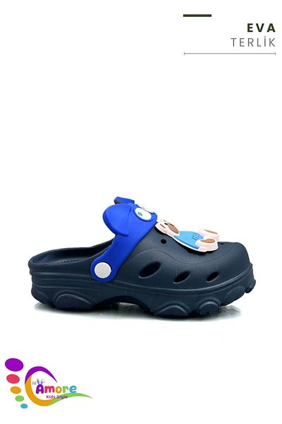 sermoda Eyeglasses Pattern Teddy Bear Eva Kids Beach Pool Slippers Sabo Slippers Navy Blue