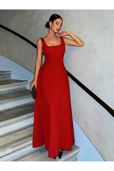 SERBA Tops Molding Back Secret Zipper Long Dress