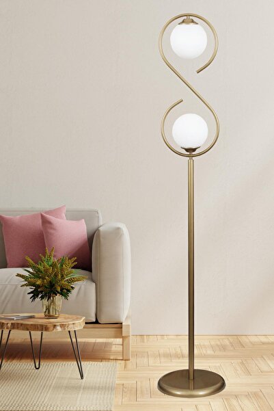 Taşcan Aydınlatma Sonsuz 2 Li Eskitme Lambader beyaz Camlı Modern , Oturma Odası ,Yatak Odası , Salon Lambader