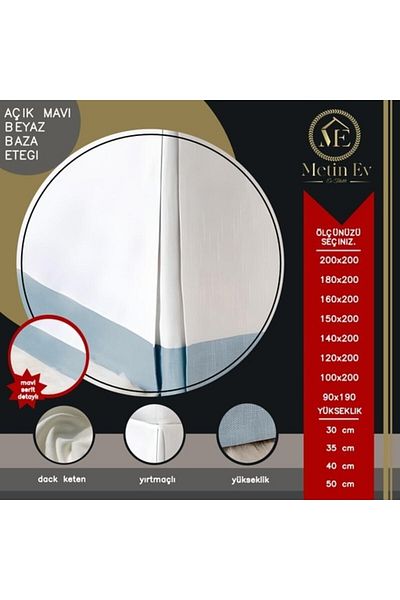 METİNEV Light Blue And White Linen Thick Base Skirt