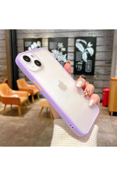 REDz Accessories Carcasă cu margini colorate, compatibilă cu iPhone 13, butoane colorate, semitransparentă, violet