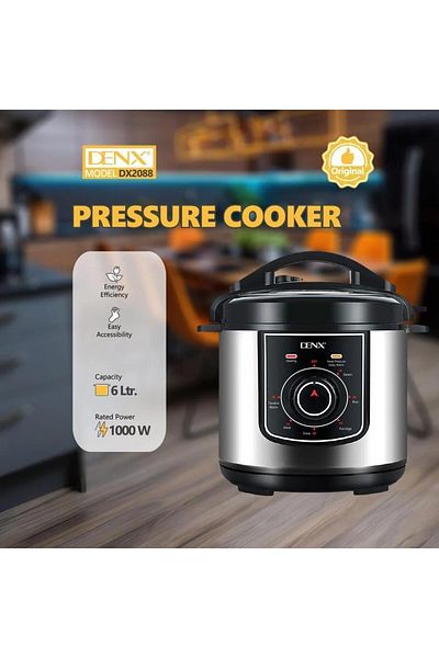 Denx طنجرة ضغط كهربائية من دينكس، 6 لتر، 1000 واط، متعددة الوظائف - DX2088