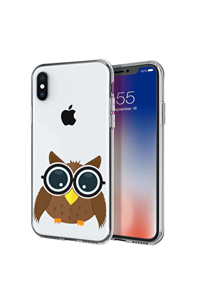 REDz Accessories Carcasă compatibilă cu modelul iPhone X, Nerd Owl, Bufniță, ...
