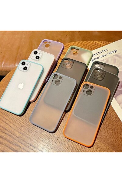 REDz Accessories Carcasă cu margini colorate, compatibilă cu iPhone 13 Pro Max, butoane colorate, semitransparentă, portocalie