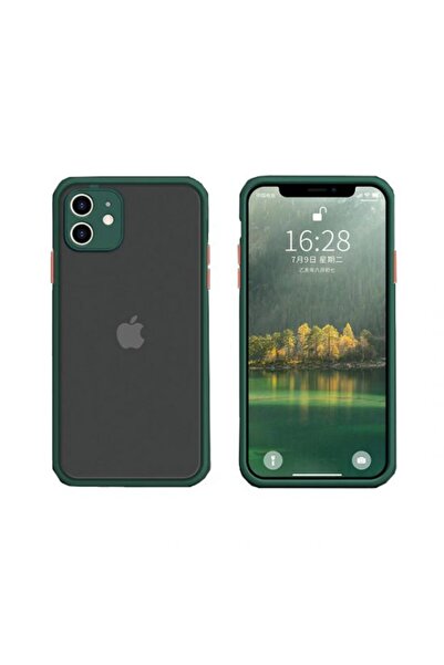 REDz Accessories Carcasă cu margini colorate, compatibilă cu iPhone 12 Mini, butoane colorate, semitransparentă, verde închis