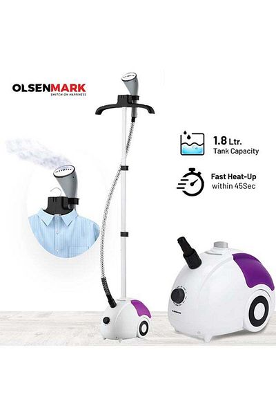 Olsenmark Garment Steamer 1.8l 2000w – Fast Heating Telescopic Pole Portable For All Fabric Types