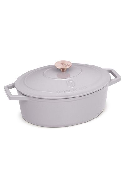 Berlinger Haus Oval enameled cast iron pot with lid 4.65L, 30 cm Taupe Berlinger Haus BH 6541, gray