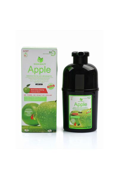 SAADA BAUTY Natural Black Dye Shampoo, Ammonia-Free, Green Apple Extract, 240ml