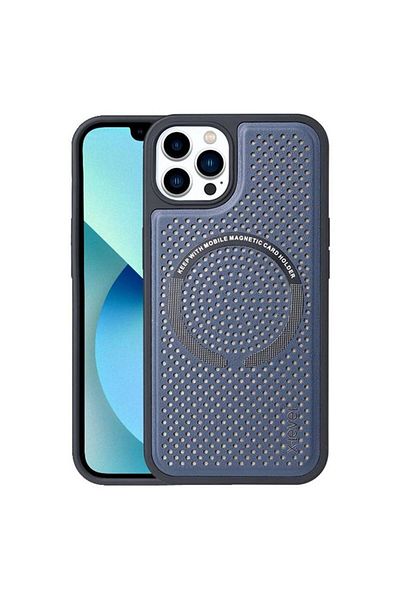 REDz Accessories Magic Magnet Case, Magsafe, X-level, Compatible With Iphone 12/12 Pro, Wireless Charging, Navy Blue