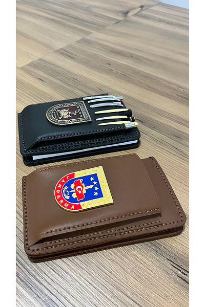 Hazal Atelier Real Leather Handmade Military Pen Holder Note Holder