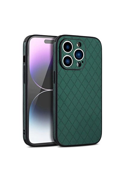 REDz Accessories Θήκη με ρομβοειδή ύφανση, συμβατή με iPhone 14 Pro, με όψη μ...